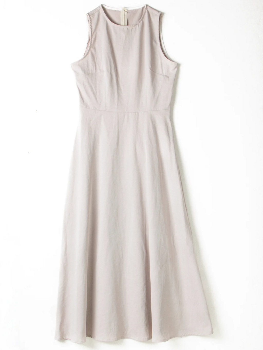 Spring/Summer elegant minimalist slim-fit apricot round neck sleeveless umbrella dress suitable for casual outings and holiday g